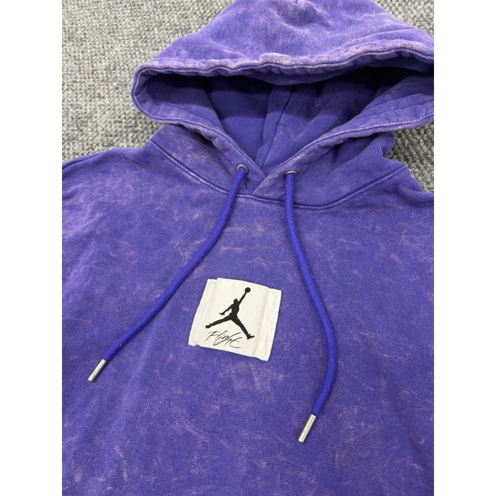 Jordan Nike Flight Fleece Pullover Hoodie Men's S Purple Acid Wash French Terry